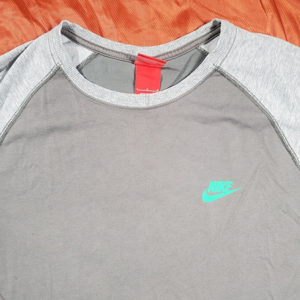 2013 Nike Long‎ Sleeve T shirt Grey Embroidered Swoosh Men's Large - Picture 4 of 16
